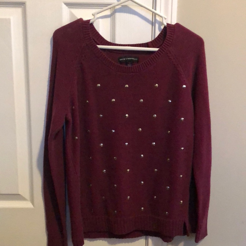 Burgundy Studded Sweater